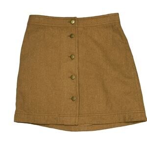 Madewell Button Front A-Line Silhouette Skirt Brown‎ Women's Size 00